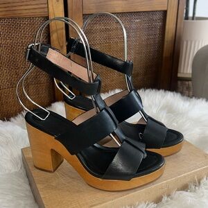 Madewell Irving Ankle Strap Wood Platform Shoes